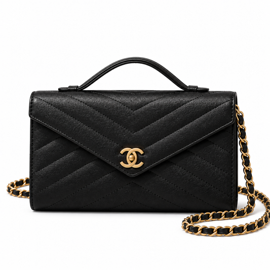 Chanel Chevron Wallet on Chain  Black - Pre-Owned Authentic Bravo Fashion