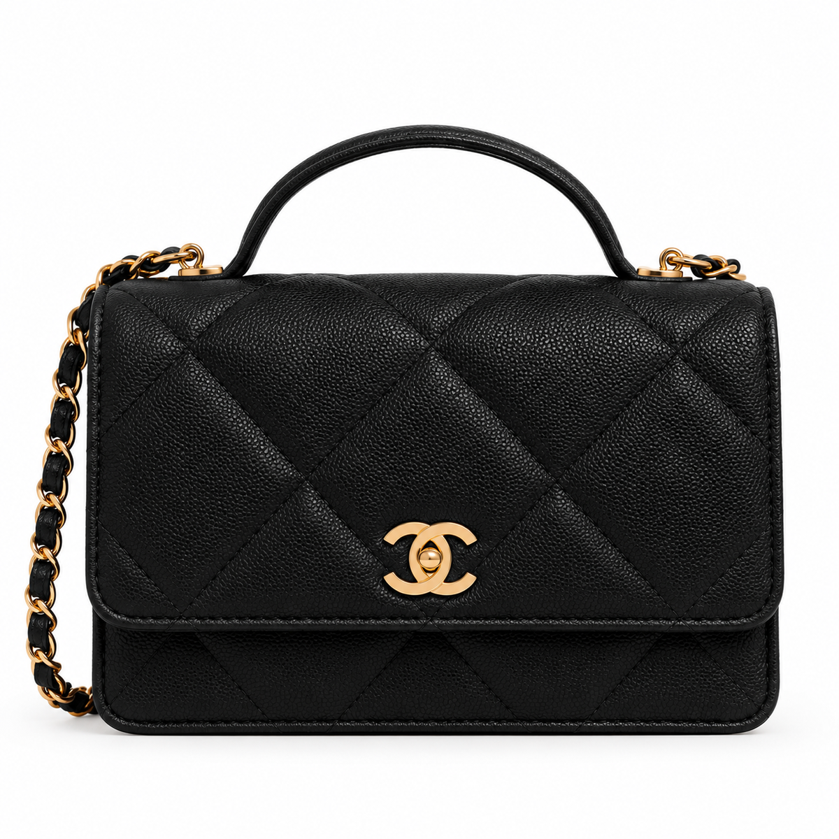 Chanel Top Handle Wallet On Chain (WOC) Black - Pre-Owned Authentic
