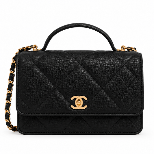 Chanel Top Handle Wallet On Chain (WOC) Black - Pre-Owned Authentic