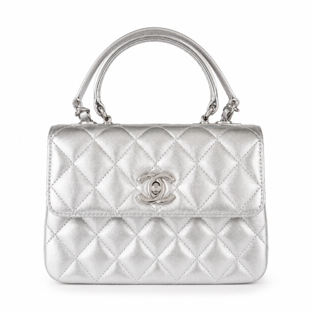 Chanel 25cm Trendy Large  Bag in Silver - Pre-Owned Authentic