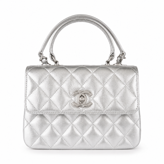Chanel 25cm Trendy Large  Bag in Silver - Pre-Owned Authentic