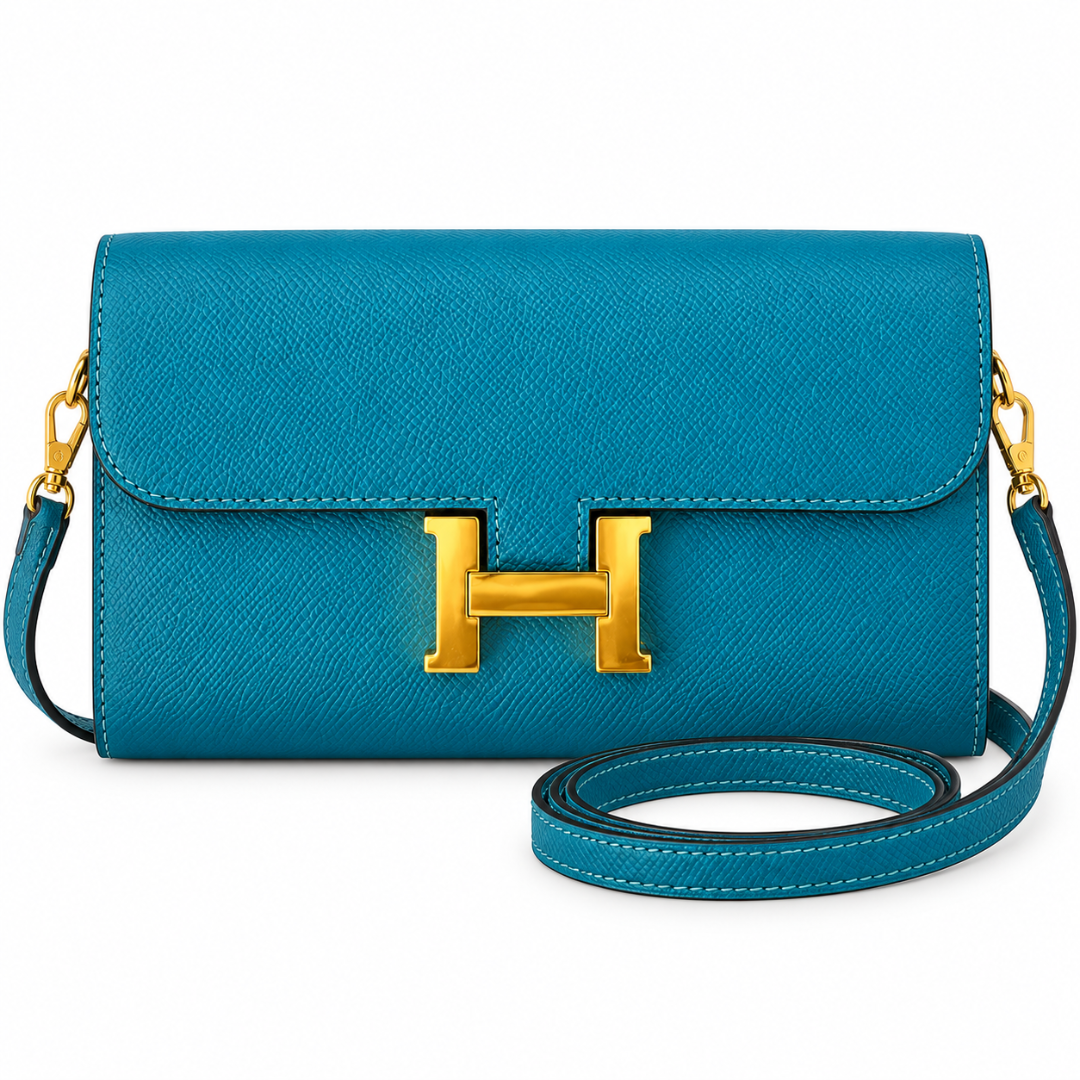 Hermès Constance To Go Wallet 20 Blue front view
