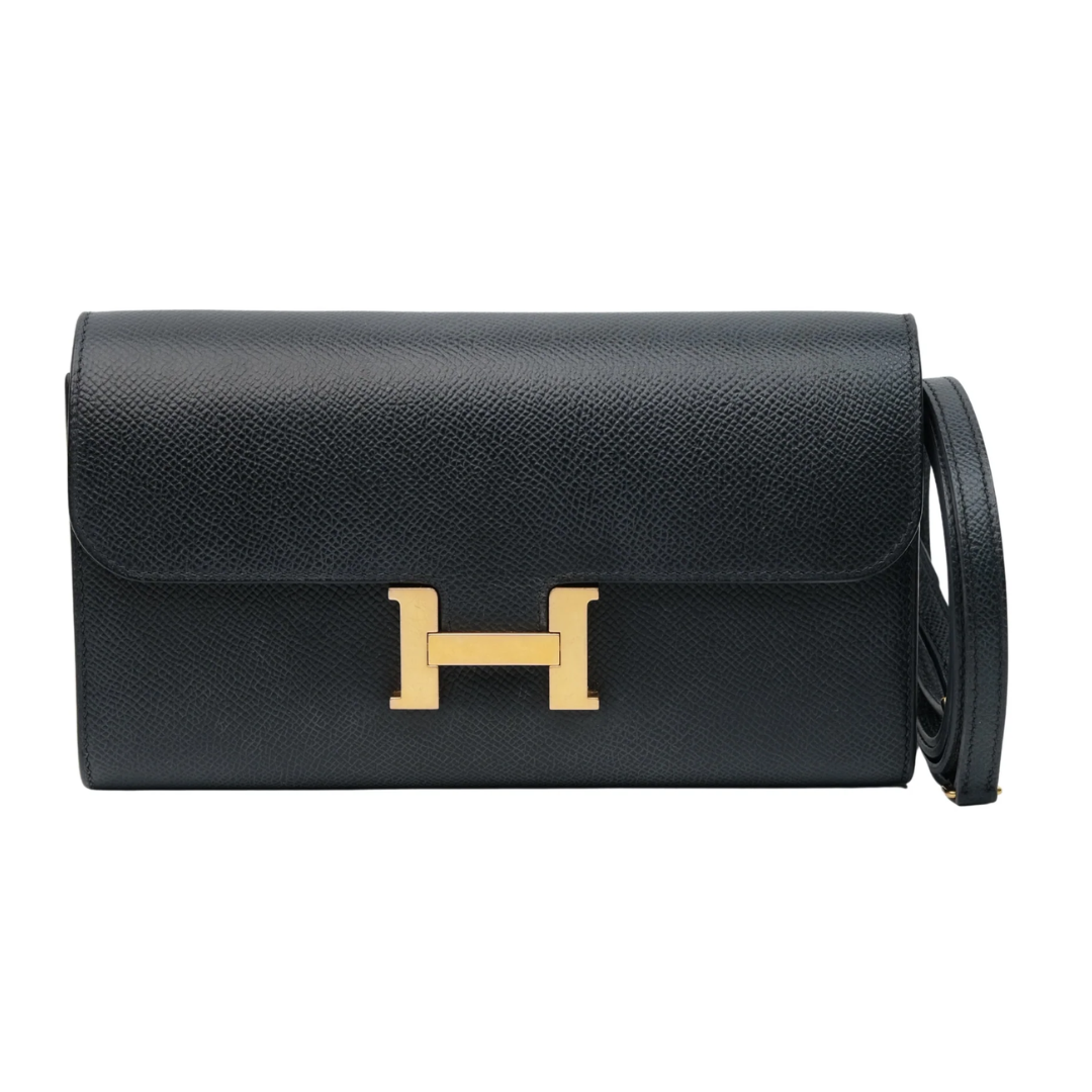Hermès Constance To Go Wallet 20 Black front view