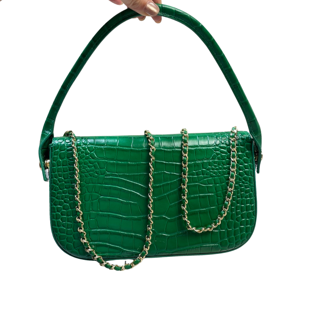 Chanel Large Clutch Crocodile Leather in Green AS6425 - Pre-Owned Authentic