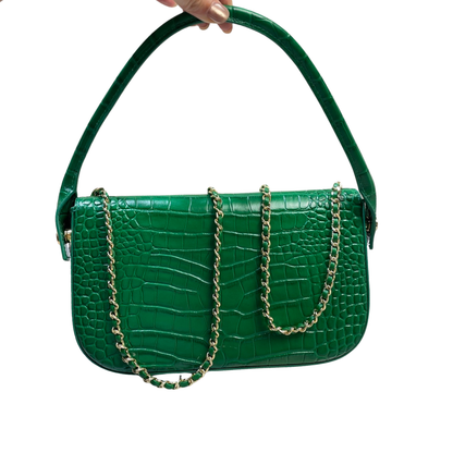 Chanel Large Clutch Crocodile Leather in Green AS6425 - Pre-Owned Authentic