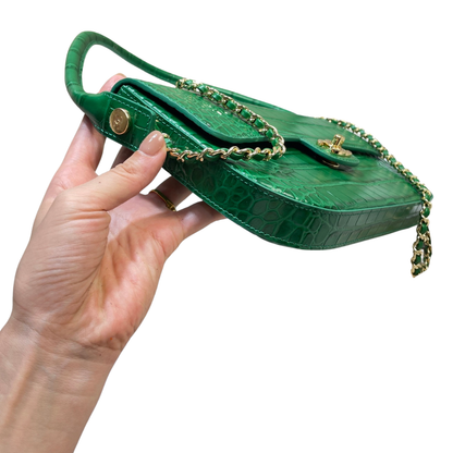 Chanel Large Clutch Crocodile Leather in Green AS6425 - Pre-Owned Authentic