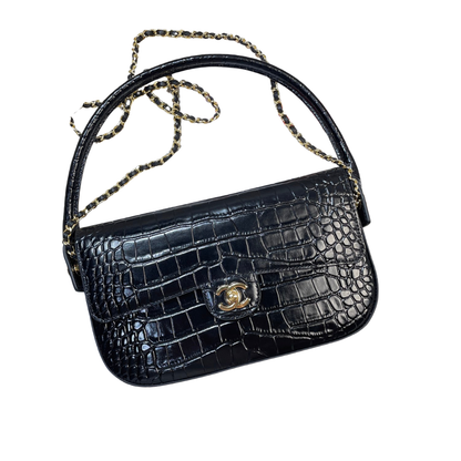 Chanel Large Clutch Crocodile Leather in Black  AS6425 - Pre-Owned Authentic