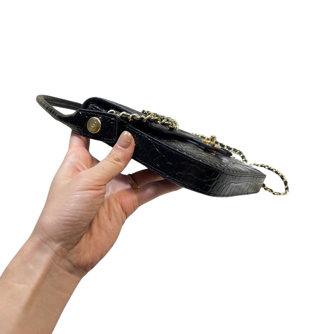 Chanel Large Clutch Crocodile Leather in Black  AS6425 - Pre-Owned Authentic