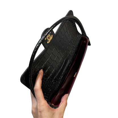 Chanel Large Clutch Crocodile Leather in Black  AS6425 - Pre-Owned Authentic