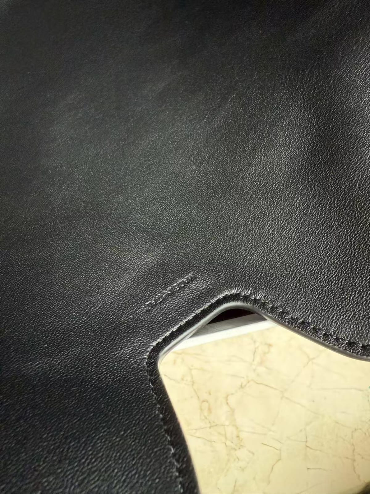 Camille 16 Soft Black Medium Bag  close-up leather  2