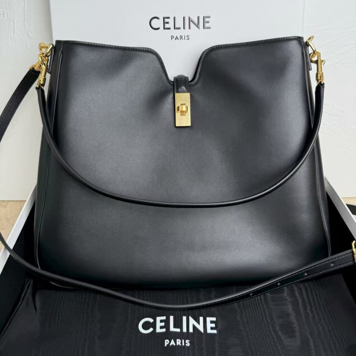 Camille 16 Soft Black Medium Bag front view 2