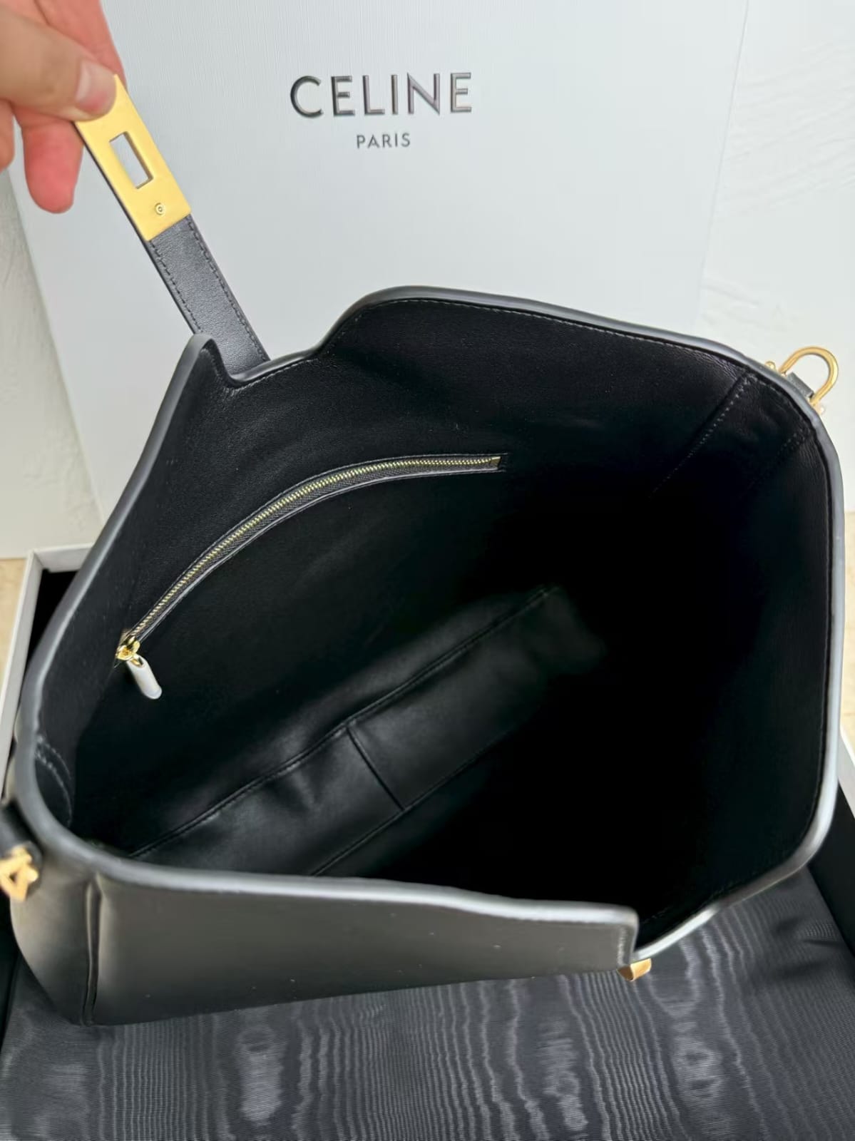 Camille 16 Soft Black Medium Bag interior view