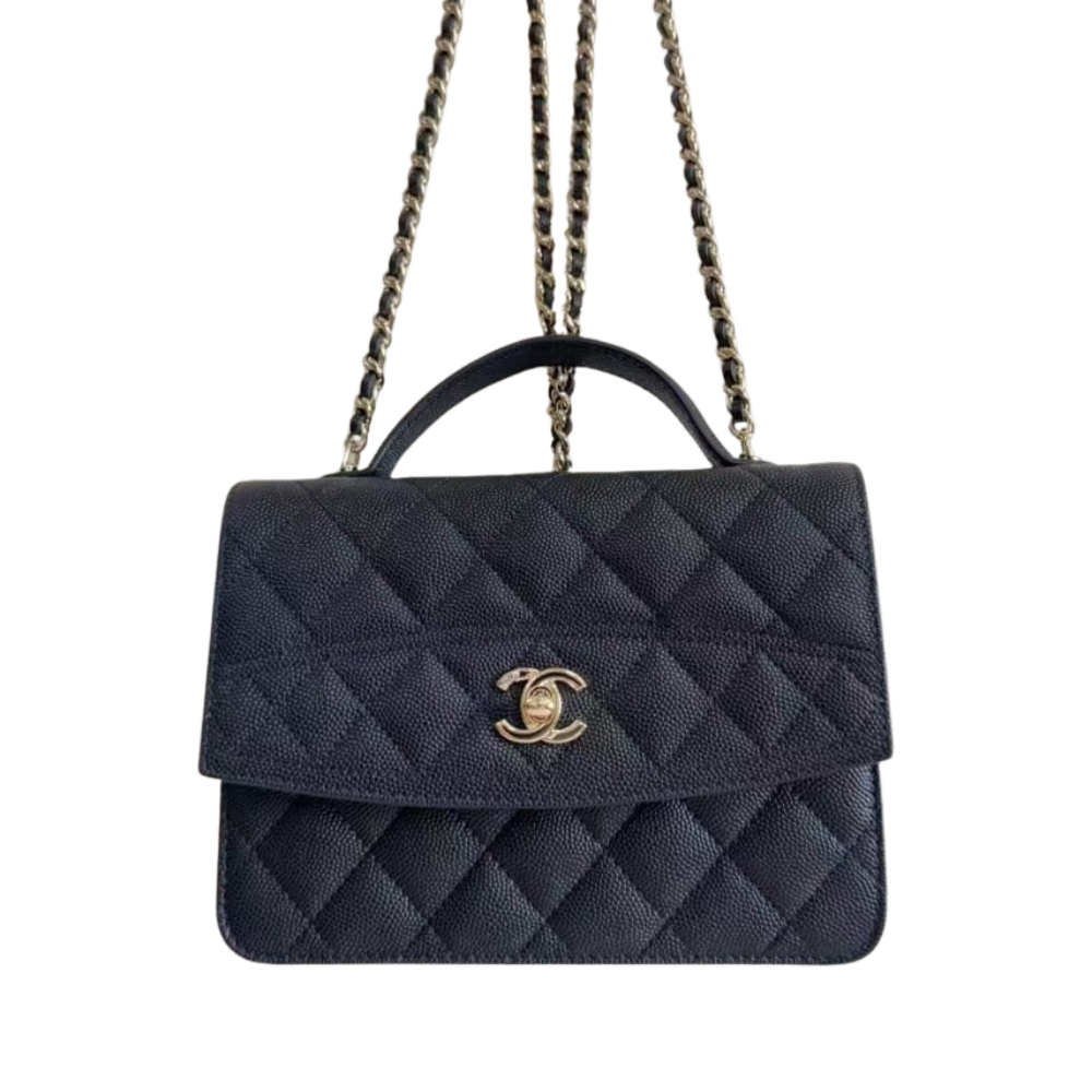 Pre-Owned Authentic Chanel Chain Backpack Medium, Grained Calfskin