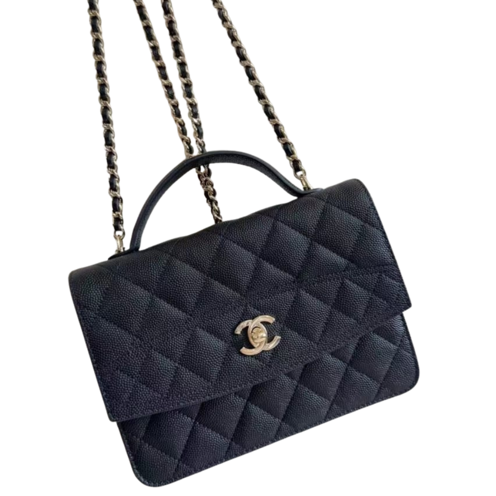 Pre-Owned Authentic Chanel Chain Backpack Medium, Grained Calfskin