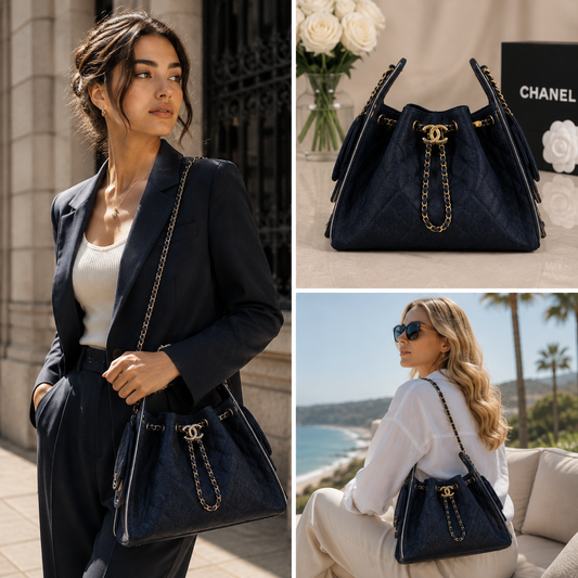 Chanel 25 Small Denim & Gold-Tone Metal  - Pre-Owned Authentic