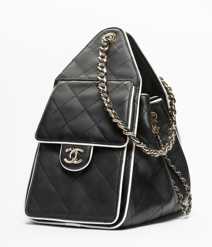 Chanel 25 Small Hobo AS5293 Black and White side view 