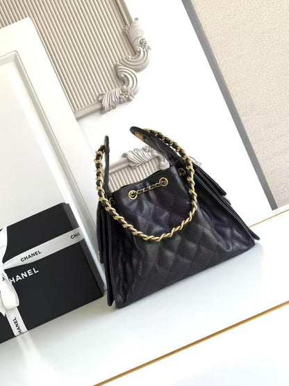 Chanel 25 Small Hobo Black back view 