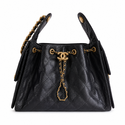 Chanel 25 Small Hobo Black frontview