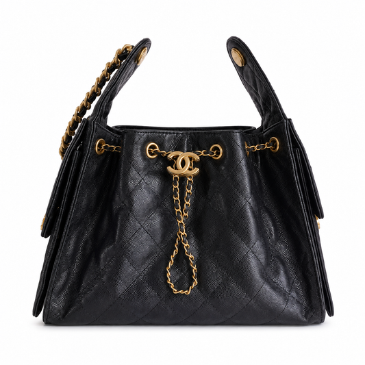 Chanel 25 Small Hobo Black frontview