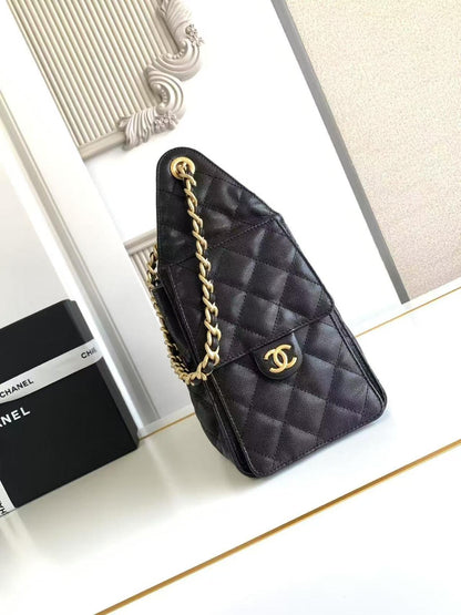 Chanel 25 Small Hobo Black side view 
