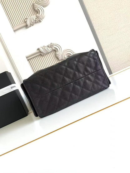 Chanel 25 Small Hobo black calfskin bottom view 