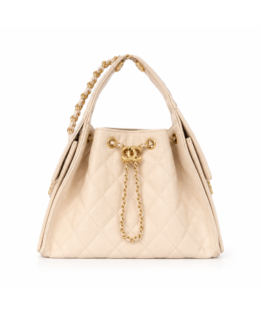 Chanel 25 Small Hobo in Ivory White Front View