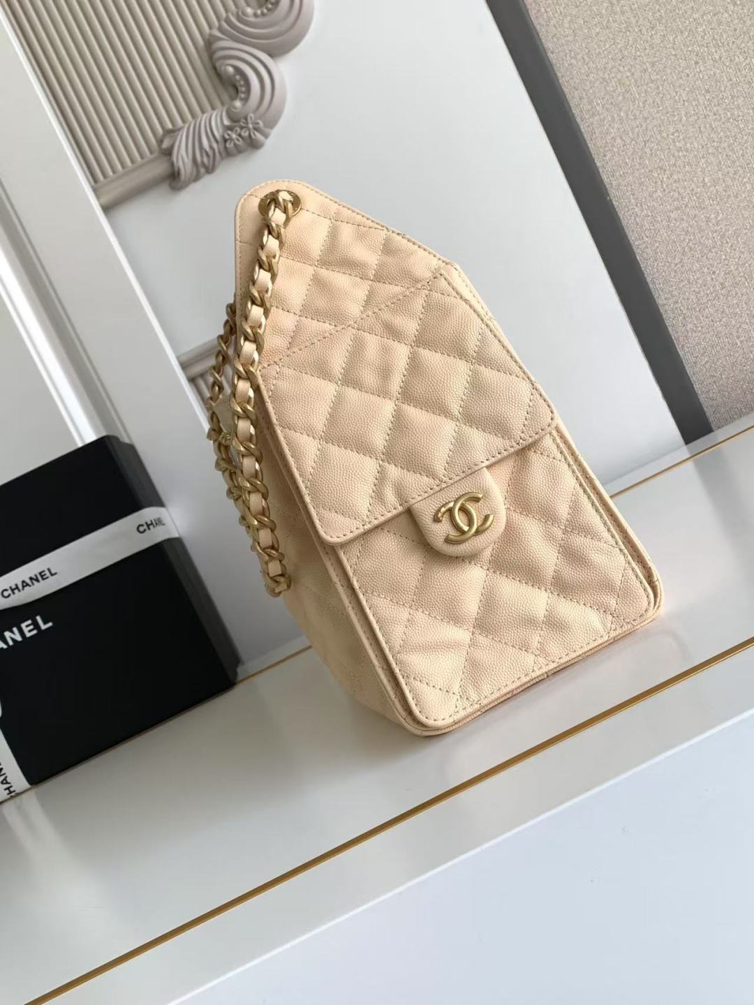 Chanel 25 Small Hobo in Ivory White Side view