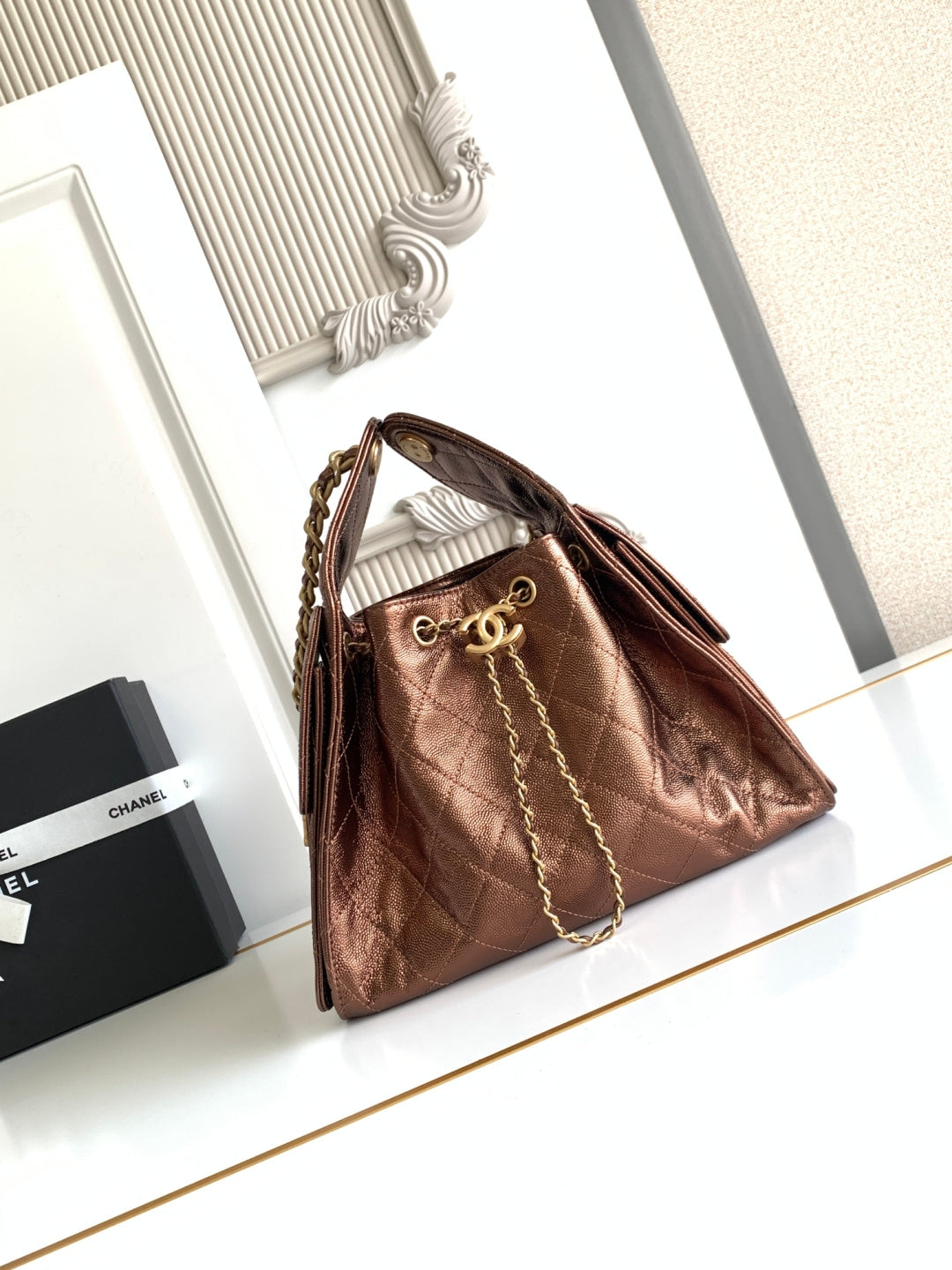 Chanel Small 25 Hobo in Bronze - Pre-Owned Authentic front view