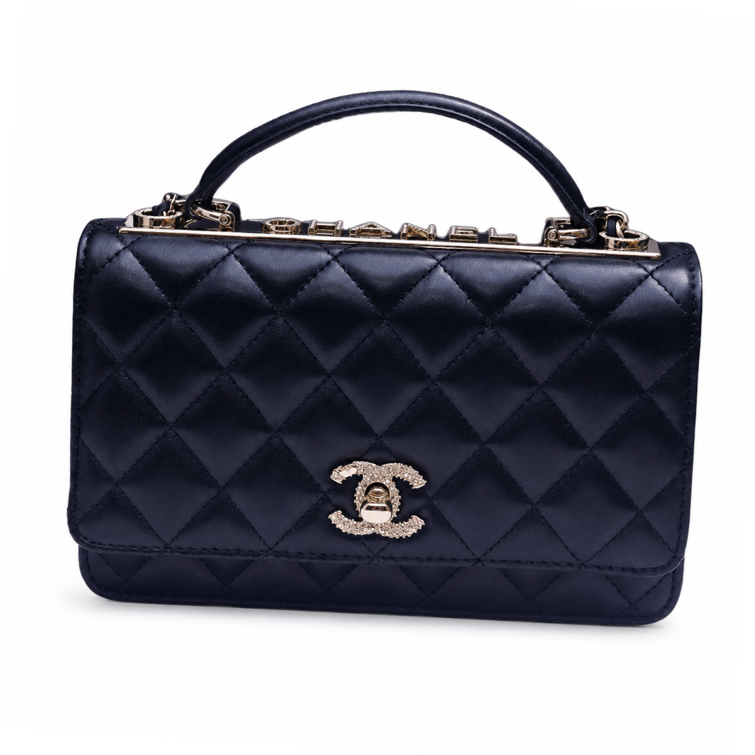 Chanel Trendy CC Flap with Diamond Crystals 19CM in Black - front view
