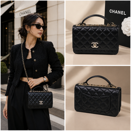 Chanel Trendy CC Flap with Diamond Crystals 19CM in Black  lifestyle