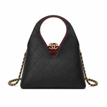 Chanel black calfskin shopping bag front view