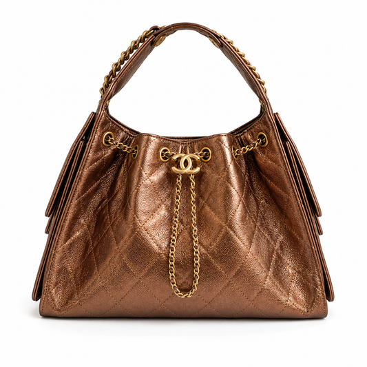 Chanel 25 Small Hobo AS5311 – Bronze Metallic Calfskin - Pre-Owned Authentic