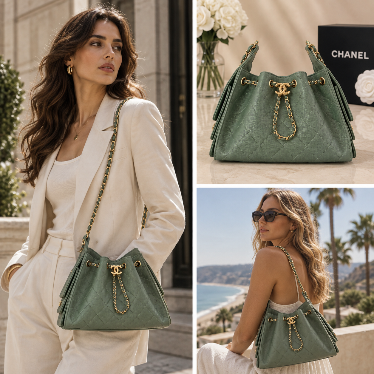 Pre-Owned Authentic Chanel 25 Small in Avocado Green