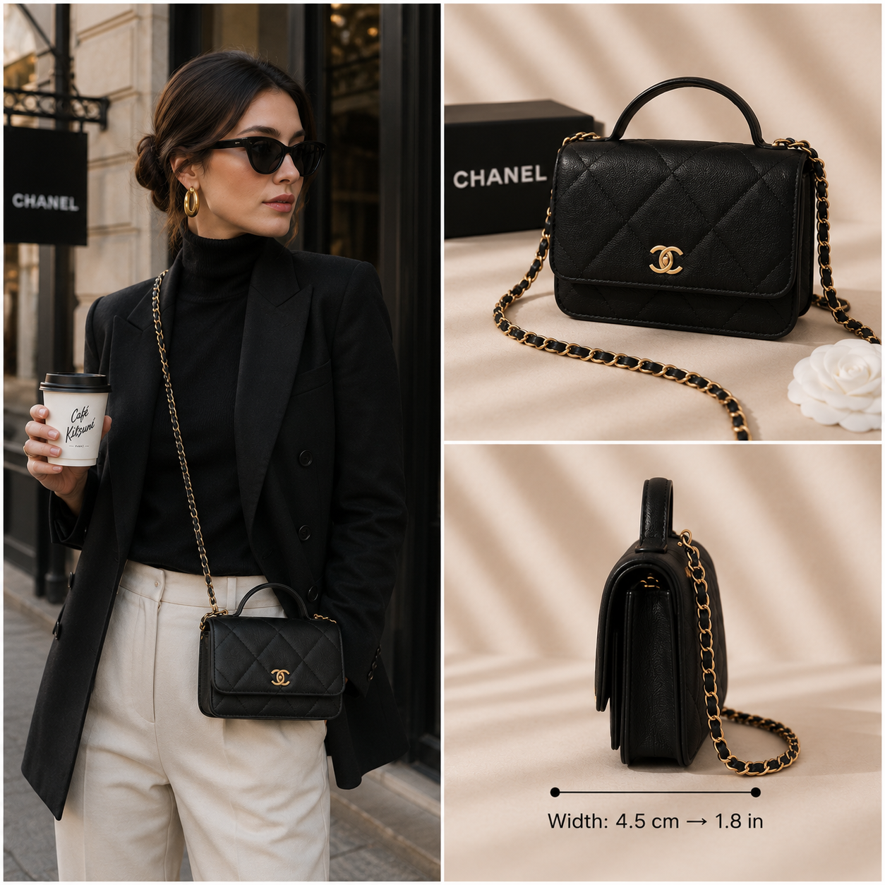 Chanel Top Handle Wallet On Chain (WOC) Black - Pre-Owned Authentic