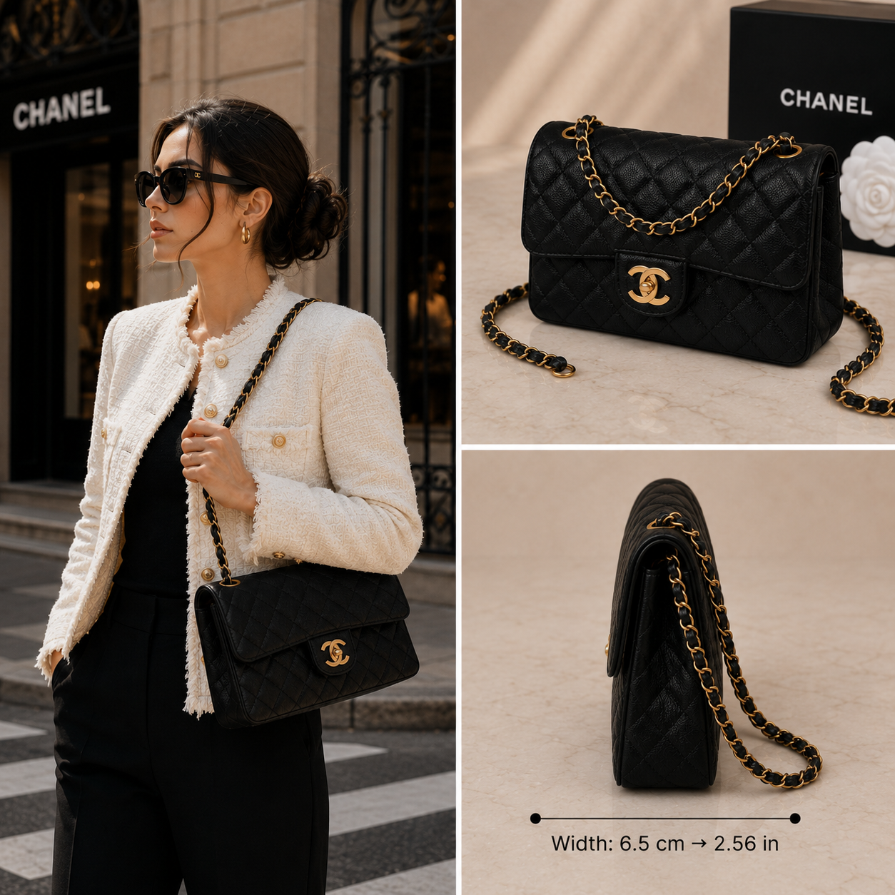 Pre-Owned Authentic Chanel Classic Flap in Black