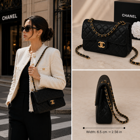 Pre-Owned Authentic Chanel Classic Flap in Black