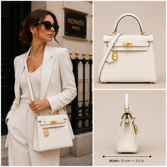 Pre-Owned Authentic Hermès Kelly 25 Retourne Swift Leather in White