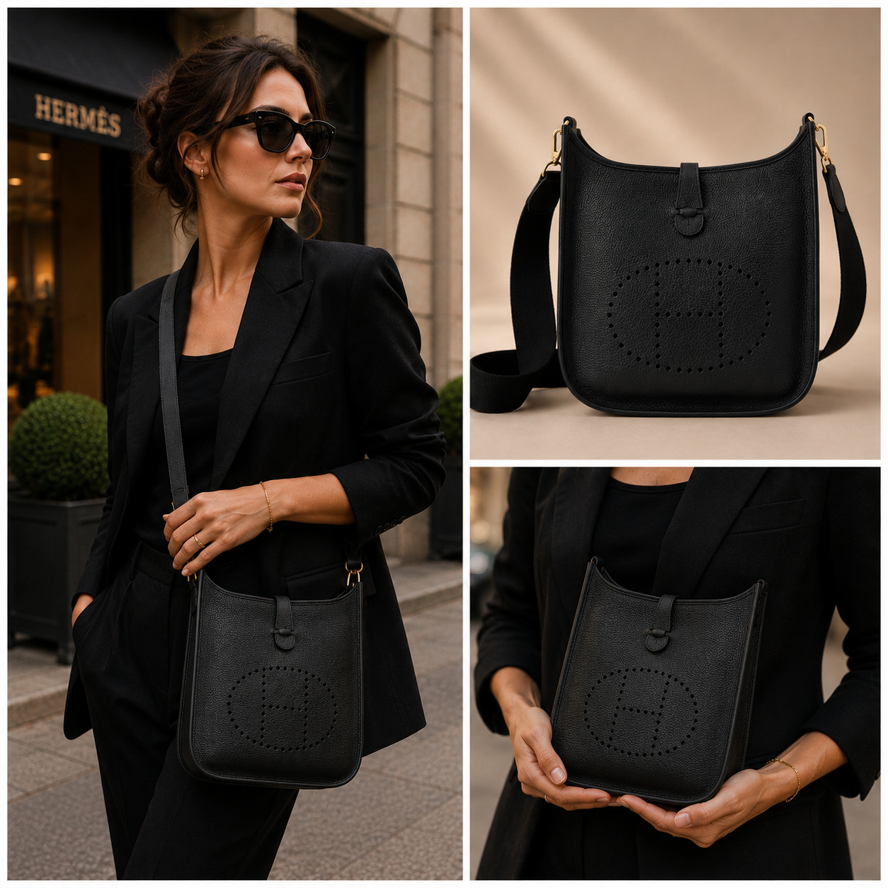 Pre-Owned Authentic - Hermes Evelyne 23  Clemence Black