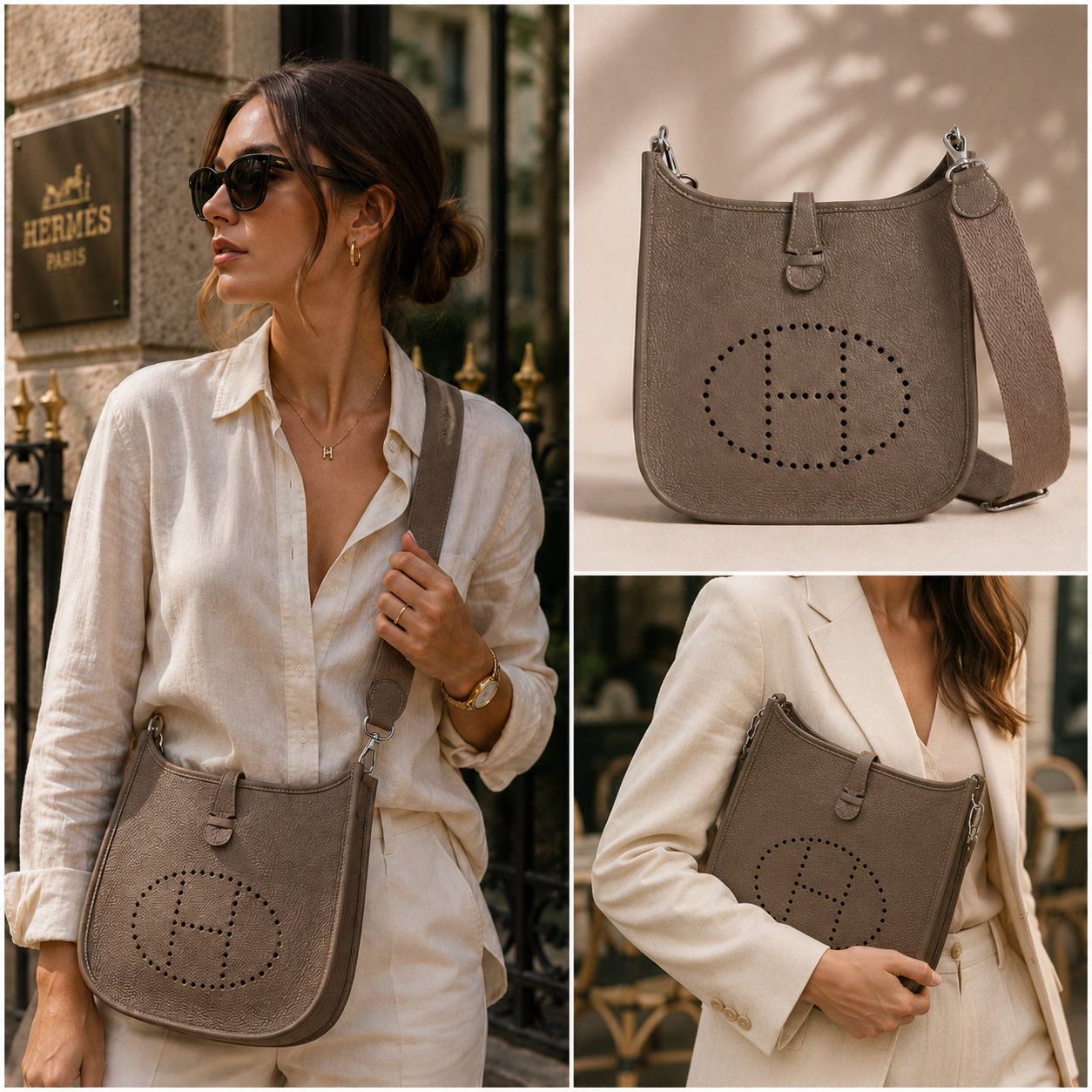 Pre-Owned Authentic - Hermes Evelyne 23  Taurillon Clemence Etoupe
