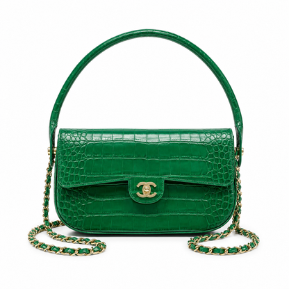 Chanel Large Clutch Crocodile Leather in Green AS6425 - Pre-Owned Authentic