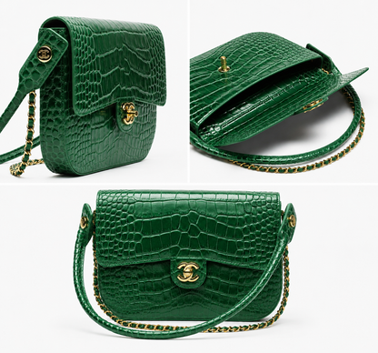 Chanel Large Clutch Crocodile Leather in Green AS6425 - Pre-Owned Authentic