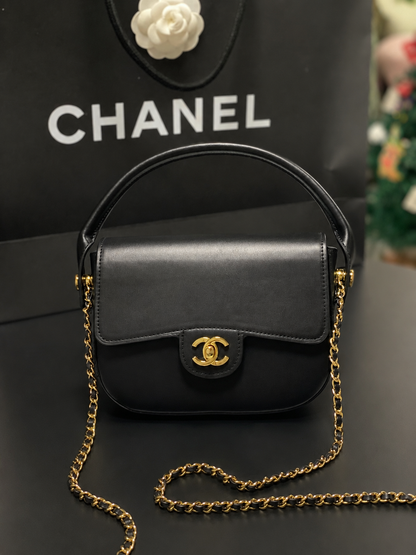 Chanel Mini Flap Bag With Top Handle Shiny Calfskin in Black  AS6424 - Pre-Owned Authentic
