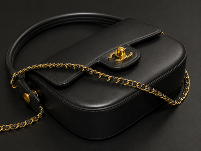 Chanel Mini Flap Bag With Top Handle Shiny Calfskin in Black  AS6424 - Pre-Owned Authentic