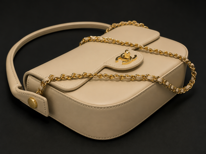 Chanel Mini Flap Bag With Top Handle Shiny Calfskin in Biege  AS6424 - Pre-Owned Authentic