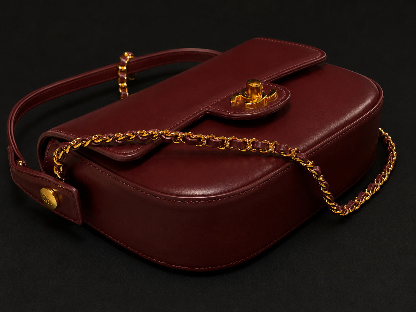 Chanel Mini Flap Bag With Top Handle Shiny Calfskin in Burgundy  AS6424 - Pre-Owned Authentic METIERS D'ART