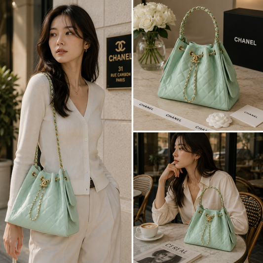 Chanel 25 Small AS5293 in Calfskin   Light Green - Pre-Owned Authentic