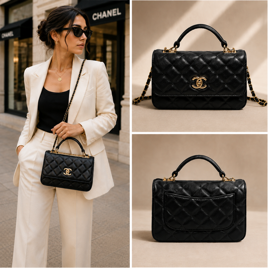 Pre-Owned Authentic 25cm Chanel Trendy Large Bag Black
