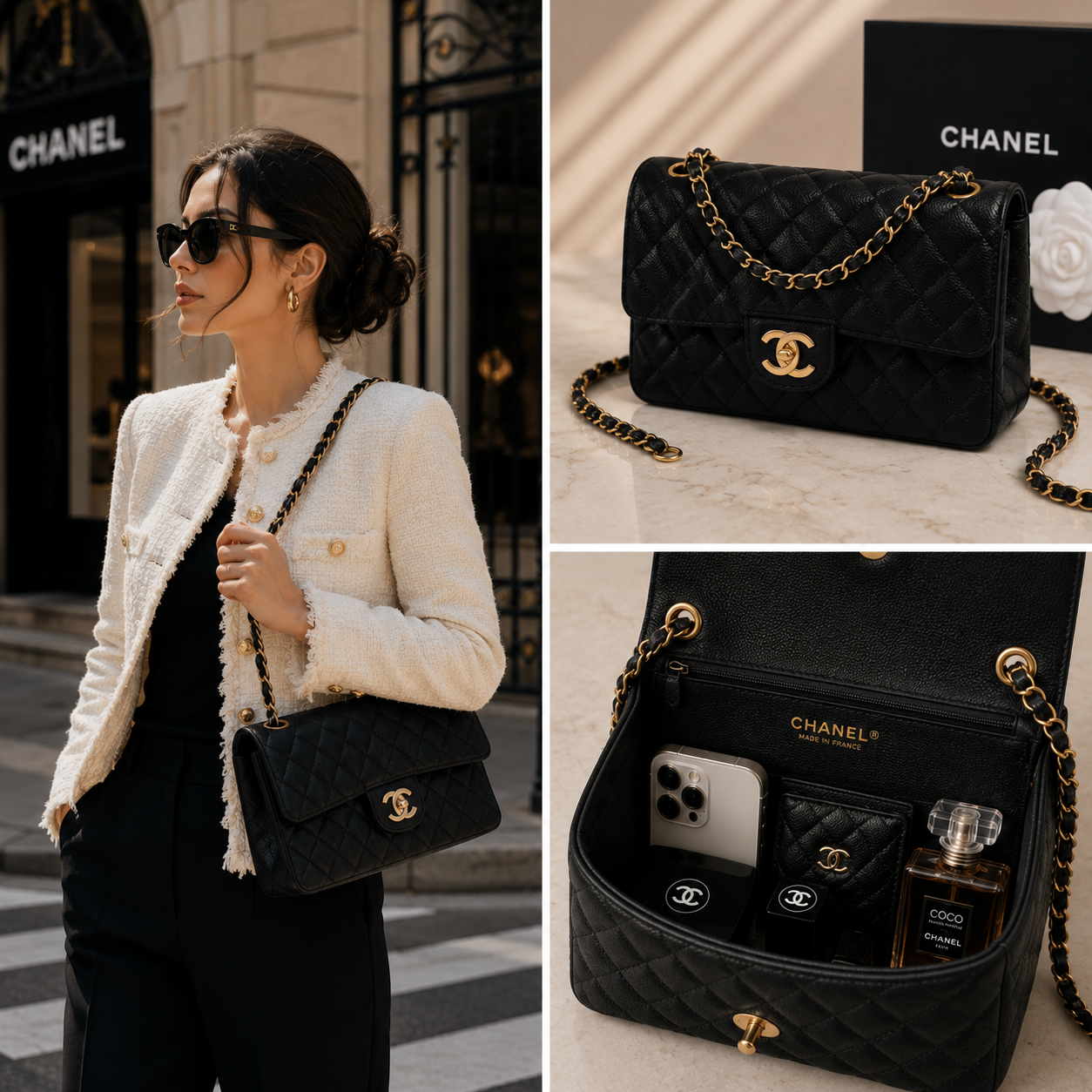 Pre-Owned Authentic Chanel Classic Flap Black