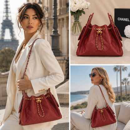 Pre-Owned Authentic Chanel 25 Small in  Red Hue