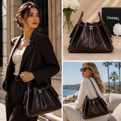 Chanel 25 Small Shiny Crumpled Calfskin in Coffee Brown - Pre-Owned Authentic